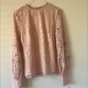 Elegant Lace Long Sleeve Top - Pink